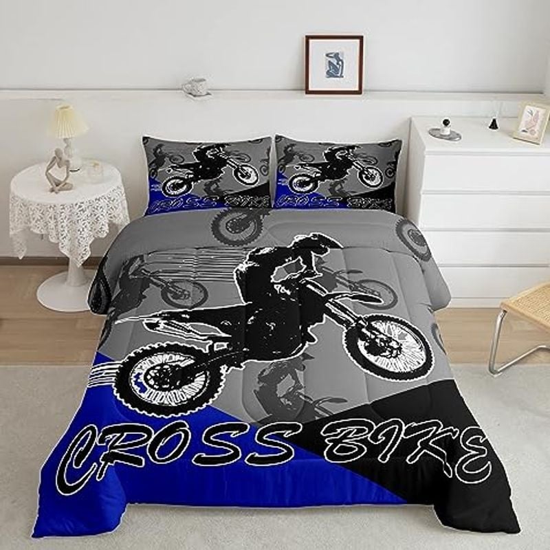 Bikergod Motorcycle Motocross Rider Biker Dirt Bike Bedding Set Cover Design 3D - NABB256