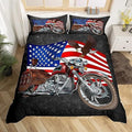 Bikergod Motorcycle Motocross Rider US Flag Bedding Set Cover Design 3D - NABB246