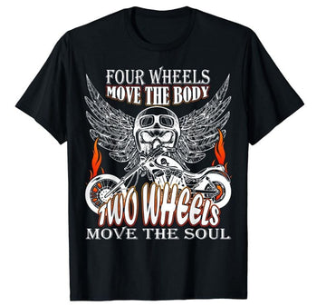 Bikergod Motorcycle Two Wheels Move The Soul T-shirt, Crew-neck Sweatshirt, Hoodie, Tank Top, V-neck T-shirt Design 2D Full Printed Sizes S - 5XL - NABG187