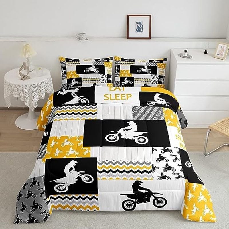 Bikergod Motorcycle Motocross Dirt Bike Bedding Set Cover Design 3D - NABB295