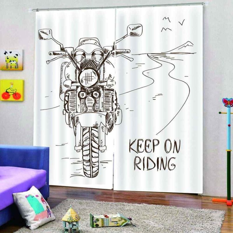 Bikergod Motorcycle Keep On Riding Curtain Design 3D Full Printed NABC342