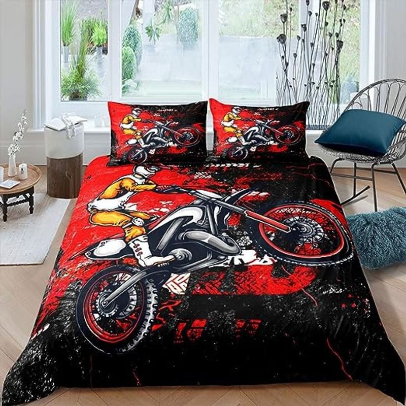 Bikergod Motorcycle Dirt Bike Motocross Rider Bedding Set Cover Design 3D - NABB235