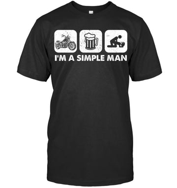 Bikergod Motorcycle i'm a simple man T-shirt, Crew-neck Sweatshirt, Hoodie, Tank Top, V-neck T-shirt Design 2D Full Printed Sizes S - 5XL - NABD219