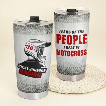 Bikergod Motorcycle Tears Of The People I Beat In Motocross Custom Name And Number Steelers Stainless Steel 20 Oz Tumbler- NMK313