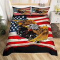 Bikergod Motorcycle Motocross Dirt Bike American Flag Eagle Bedding Set Cover Design 3D - NABB299
