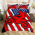 Bikergod Motorcycle Motocross Rider Dirt Bike US Flag Bedding Set Cover Design 3D - NABB275
