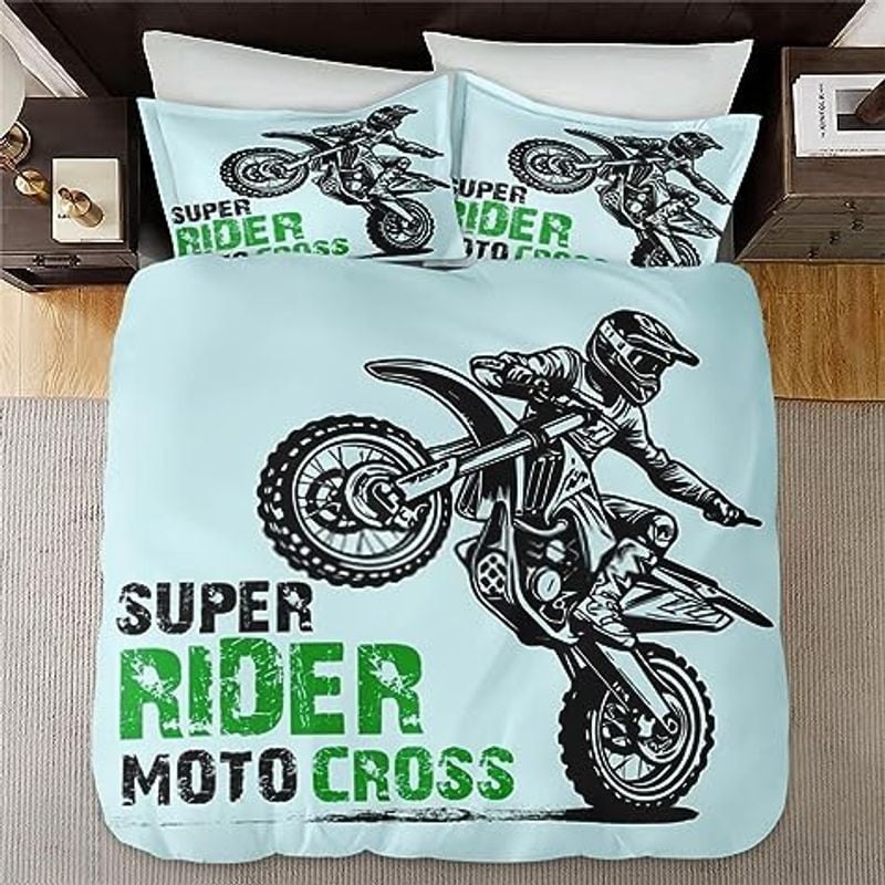 Bikergod Motorcycle Super Rider Motocross Bedding Set Cover Design 3D - NABB266