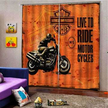 Bikergod Motorcycle Live To Ride Vintage Curtain Design 3D Full Printed NABC340