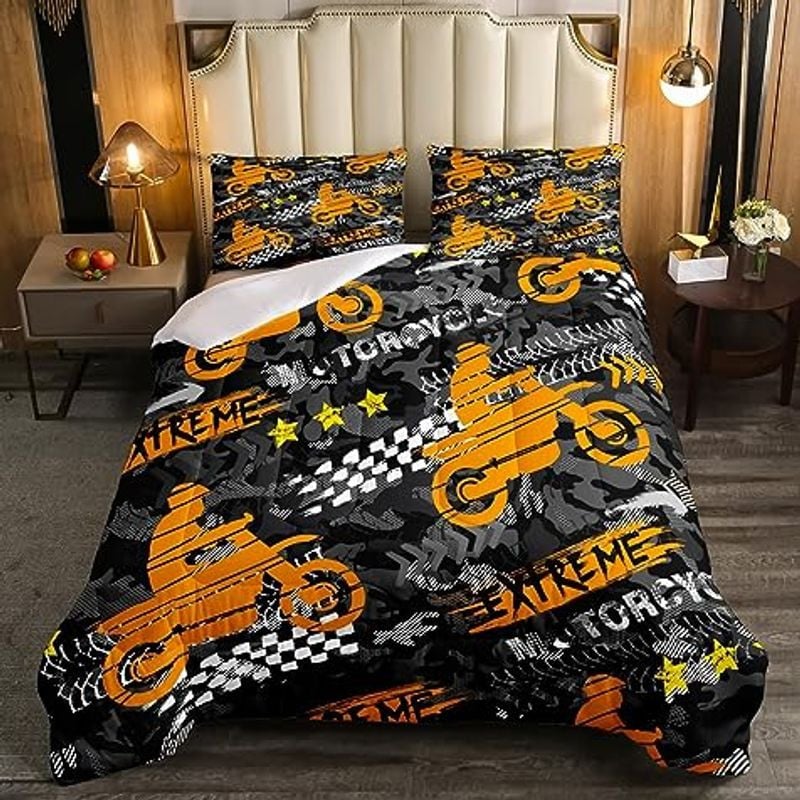 Bikergod Motorcycle Motocross Rider Dirt Bike Bedding Set Cover Design 3D - NABB281