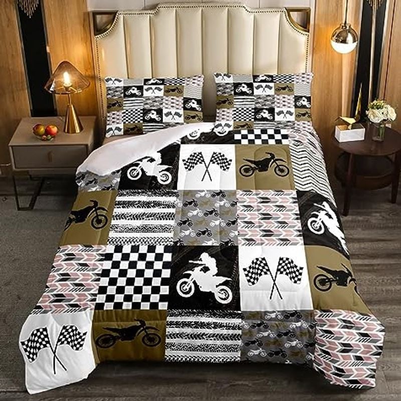 Bikergod Motorcycle Motocross Rider Dirt Bike Bedding Set Cover Design 3D - NABB274
