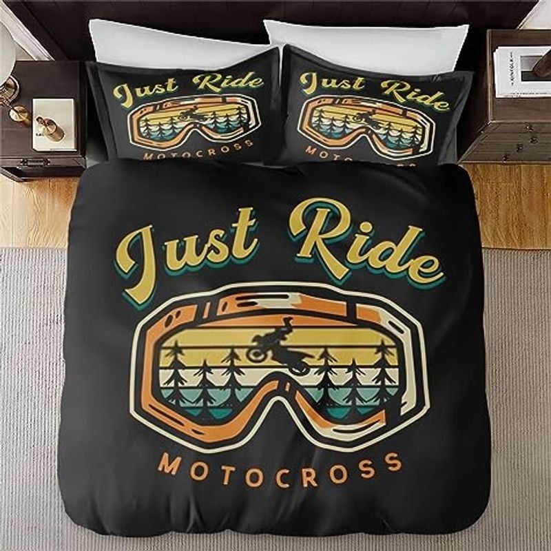 Bikergod Motorcycle Just Ride Motocross Vintage Bedding Set Cover Design 3D - NABB264