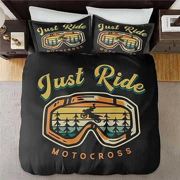 Bikergod Motorcycle Just Ride Motocross Vintage Bedding Set Cover Design 3D - NABB264