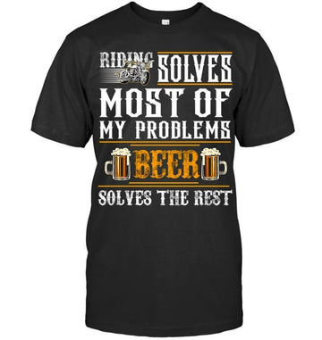 Bikergod Motorcycle Riding Solves Most Of My Problems T-shirt, Crew-neck Sweatshirt, Hoodie, Tank Top, V-neck T-shirt Design 2D Full Printed Sizes S - 5XL - NABD215