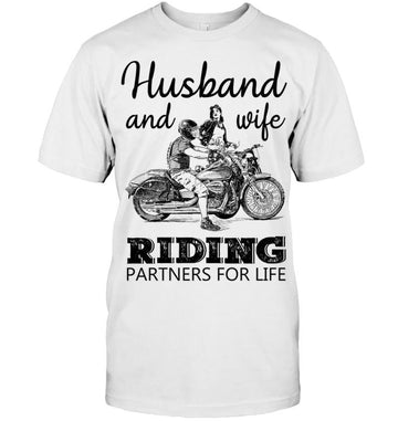 Bikergod Motorcycle Husband And Wife Riding Partner For Life T-shirt, Crew-neck Sweatshirt, Hoodie, Tank Top, V-neck T-shirt Design 2D Full Printed Sizes S - 5XL - NABD212