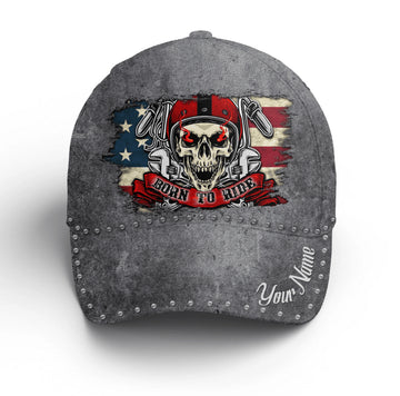 Bikergod Motorcycle Born To Die Custom Name Classic Cap NMI255