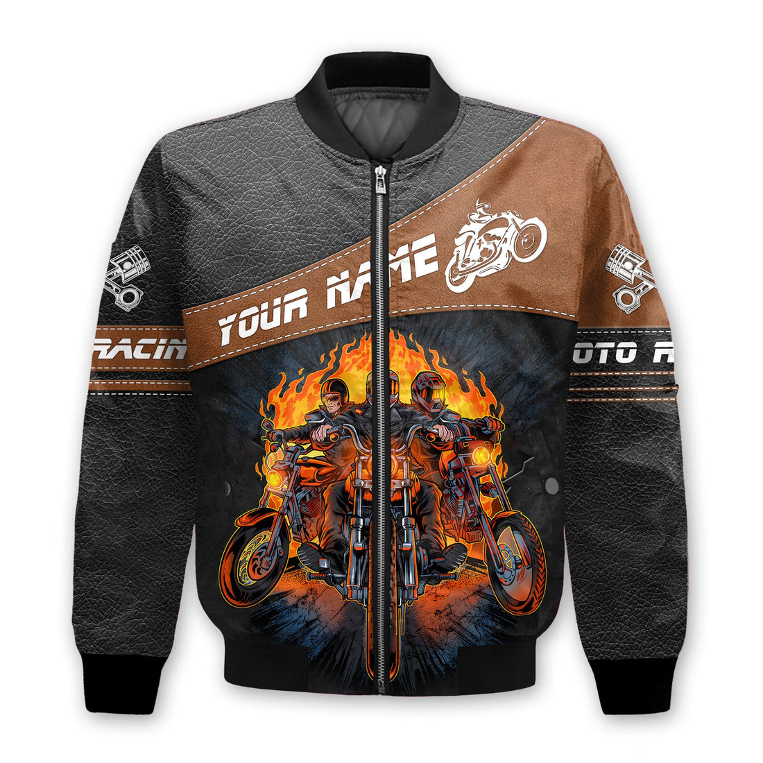 Bikergod Motorcycle Moto Racing Custom Name Bomber Design 3D Full Printed