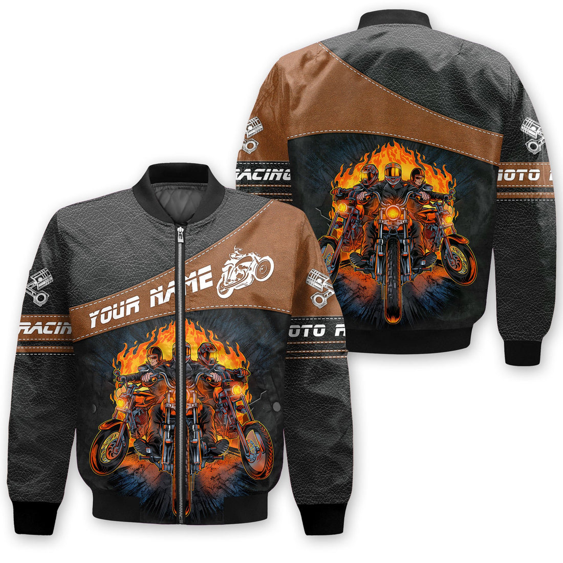 Bikergod Motorcycle Moto Racing Custom Name Bomber Design 3D Full Printed