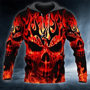 Bikergod Motorcycle Death Skull Ghost Fire Hoodie Design 3D Full Printed Sizes S - 5XL - NAQA203