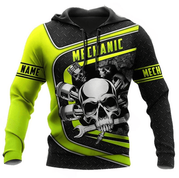 Bikergod Motorcycle Mechanic Skull Custom Name Hoodie Design 3D Full Printed Sizes S - 5XL - NAQA251H