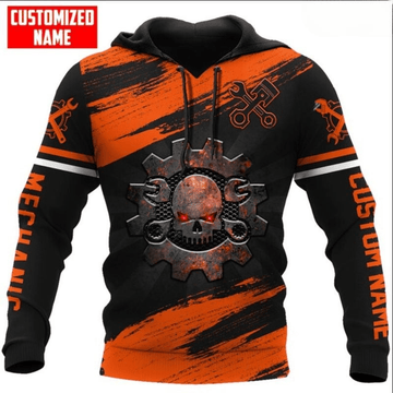 Bikergod Motorcycle Mechanic Skull Custom Name Hoodie Design 3D Full Printed Sizes S - 5XL - NAQA344