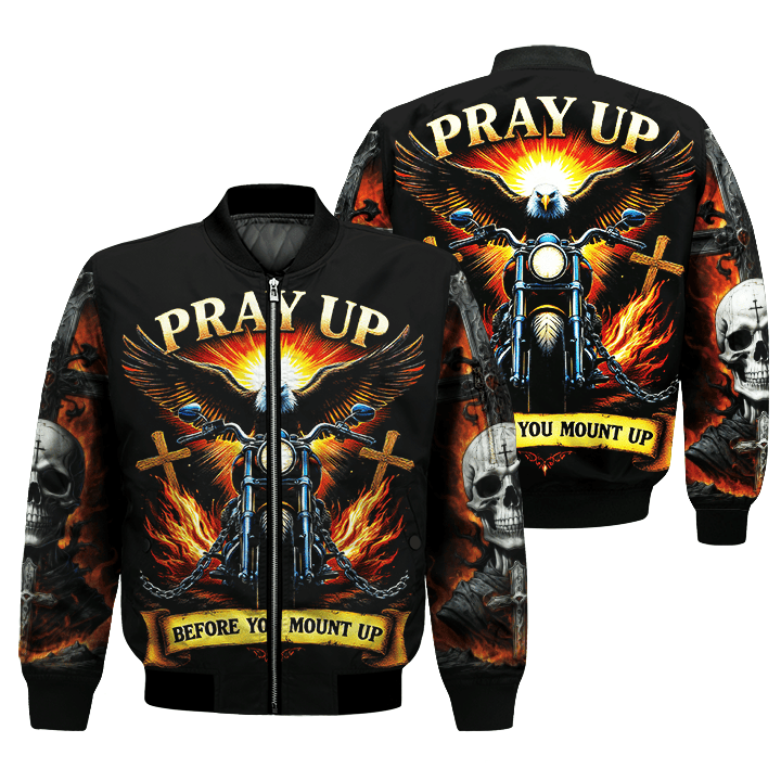 Bikergod Motorcycle Skull Biker Bomber Jacket Design 3D Full Printed HM02042502