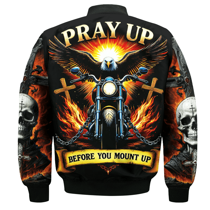 Bikergod Motorcycle Skull Biker Bomber Jacket Design 3D Full Printed HM02042502