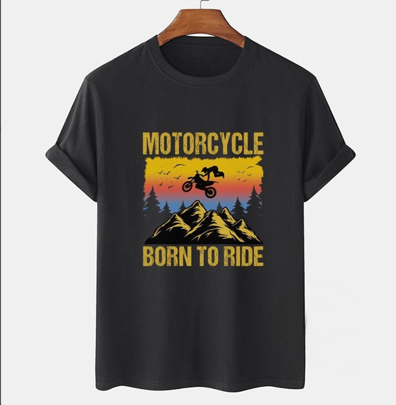 Bikergod Motorcycle Born to Ride Vintage T-shirt, Crew-neck Sweatshirt, Hoodie, Tank Top, V-neck T-shirt Design 2D Full Printed Sizes S - 5XL - NAMA327