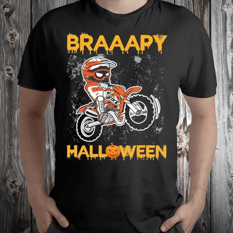 Bikergod Motorcycle dirt bike braaapy halloween T-shirt, Crew-neck Sweatshirt, Hoodie, Tank Top, V-neck T-shirt Design 2D Full Printed Sizes S - 5XL - NABC337