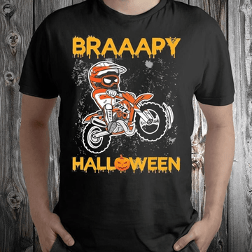 Bikergod Motorcycle dirt bike braaapy halloween T-shirt, Crew-neck Sweatshirt, Hoodie, Tank Top, V-neck T-shirt Design 2D Full Printed Sizes S - 5XL - NABC337