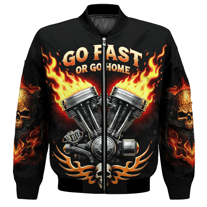 Bikergod Ghost Fire Biker Flame Skull Bomber Jacket Design 3D Full Printed HM02042503