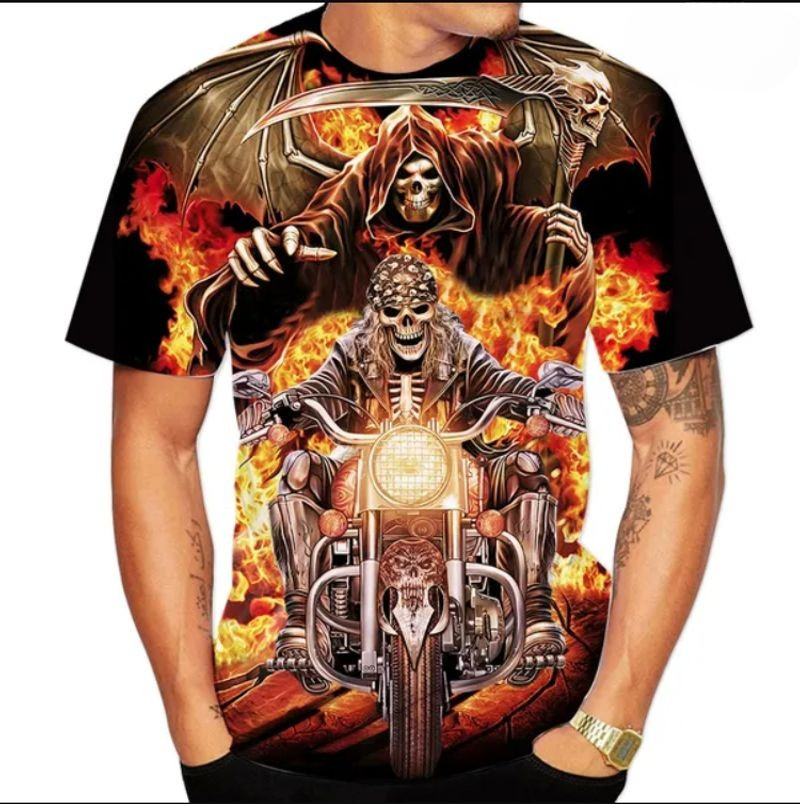 Bikergod Motorcycle Skull Biker T-shirt Design 3D Full Printed Sizes S - 5XL - NAMA200