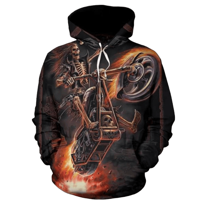Bikergod Motorcycle Skull Hoodie Design 3D Full Printed Sizes S - 5XL - NAAM69