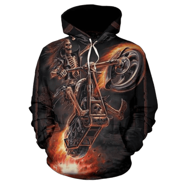 Bikergod Motorcycle Skull Hoodie Design 3D Full Printed Sizes S - 5XL - NAAM69
