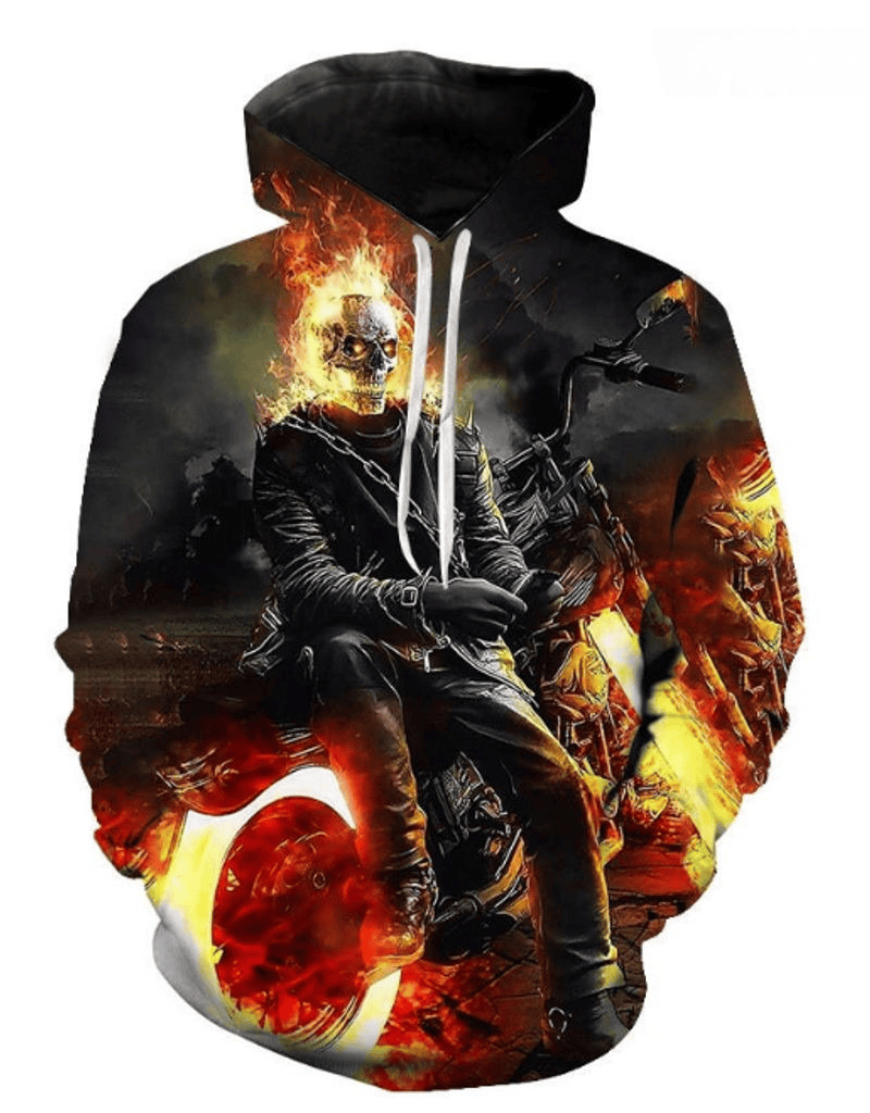 Bikergod Motorcycle Skull Hoodie Design 3D Full Printed Sizes S - 5XL - NAQ54642