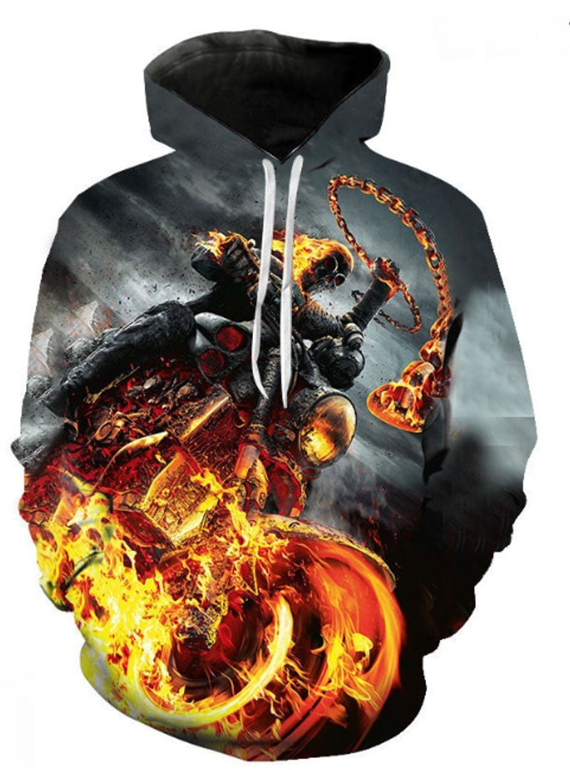 Bikergod Motorcycle Skull Hoodie Design 3D Full Printed Sizes S - 5XL - NAQ54637
