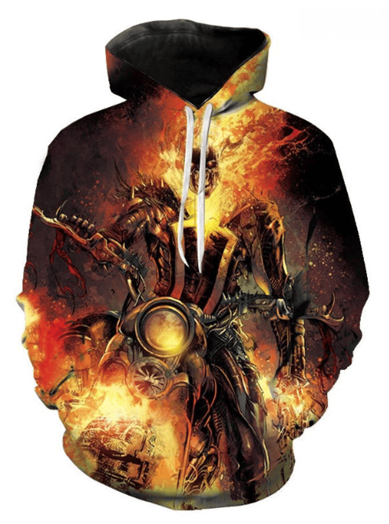 Bikergod Motorcycle Skull Hoodie Design 3D Full Printed Sizes S - 5XL - NAQ54638