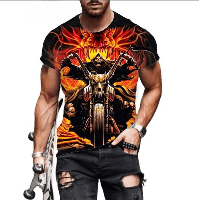 Bikergod Motorcycle Skull Rider T-shirt Design 3D Full Printed Sizes S - 5XL - NAMA208