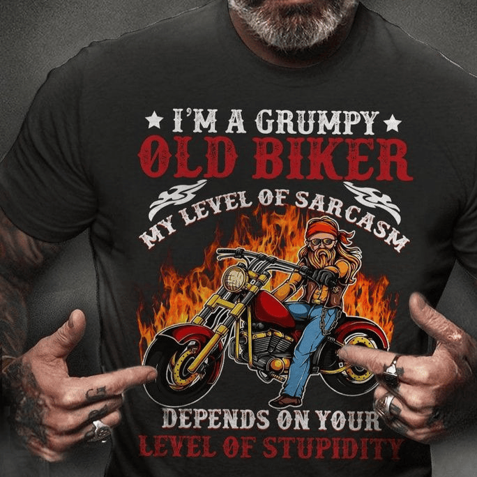 Bikergod Motorcycle I?m A Grumpy Old Biker T-shirt, Crew-neck Sweatshirt, Hoodie, Tank Top, V-neck T-shirt Design 2D Full Printed Sizes S - 5XL - NALA339