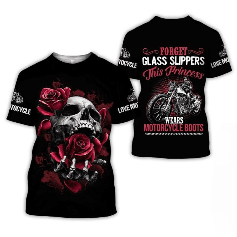 Bikergod Motorcycle This Princess Wears Motorcycle Boots T-shirt Design 3D Full Printed Sizes S - 5XL - NALA172A