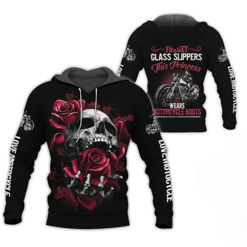 Bikergod Motorcycle This Princess Wears Motorcycle Boots Hoodie Design 3D Full Printed Sizes S - 5XL - NALA172J