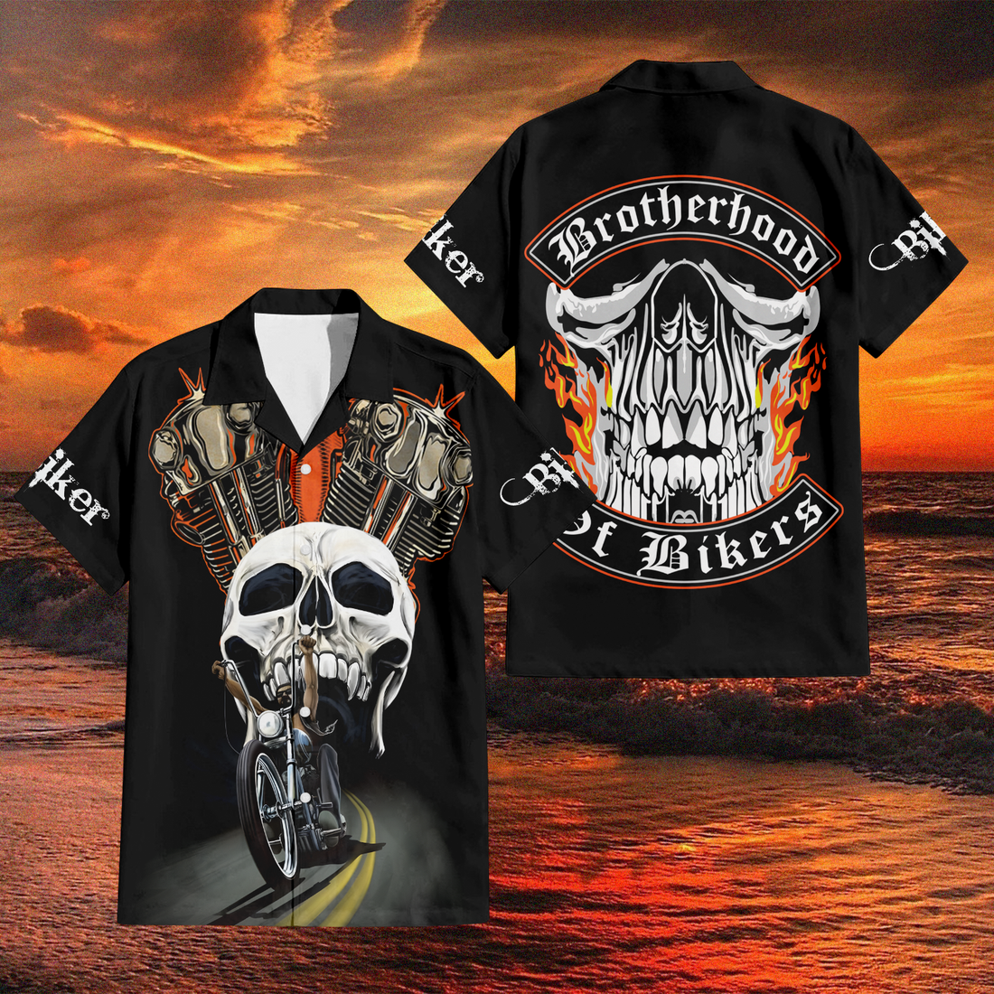 Bikergod Motorcycle Brotherhood Of Bikers Hawaii Shirt Design 3D Full Printed Sizes S - 5XL NASA443