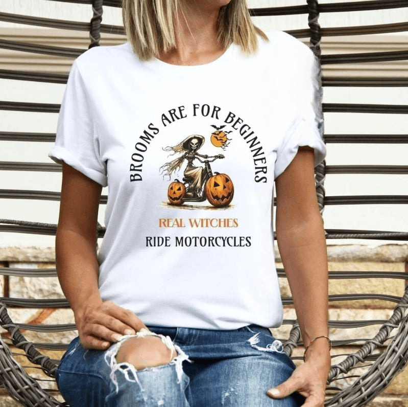 Bikergod Motorcycle Halloween Real Witches Ride Motorcycles T-shirt, Crew-neck Sweatshirt, Hoodie, Tank Top, V-neck T-shirt Design 2D Full Printed Sizes S - 5XL - NABK194