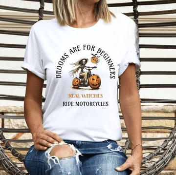 Bikergod Motorcycle Halloween Real Witches Ride Motorcycles T-shirt, Crew-neck Sweatshirt, Hoodie, Tank Top, V-neck T-shirt Design 2D Full Printed Sizes S - 5XL - NABK194