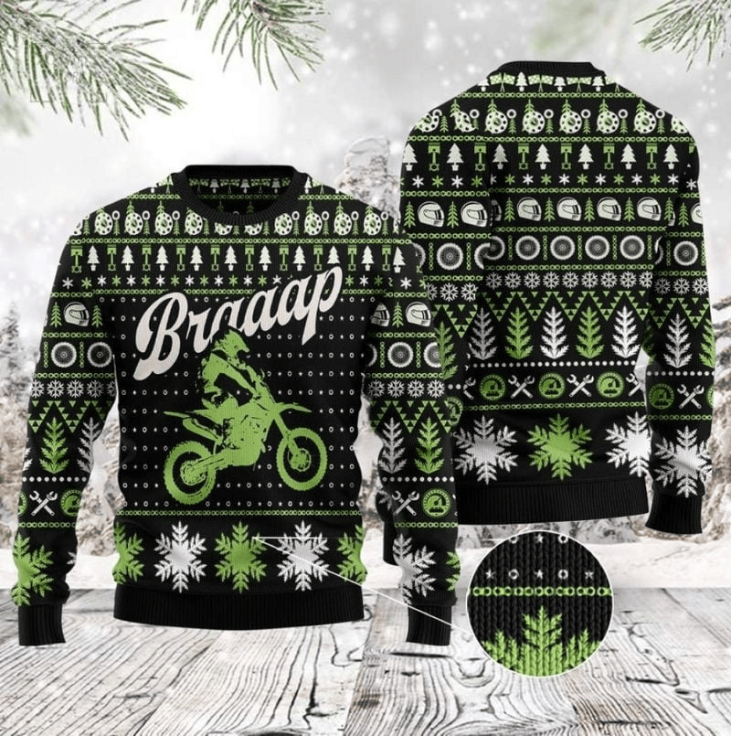 Bikergod Motorcycle Braap Motorcycle Ugly Christmas Sweater Design 3D Full Printed Sizes S - 5XL - NABD325