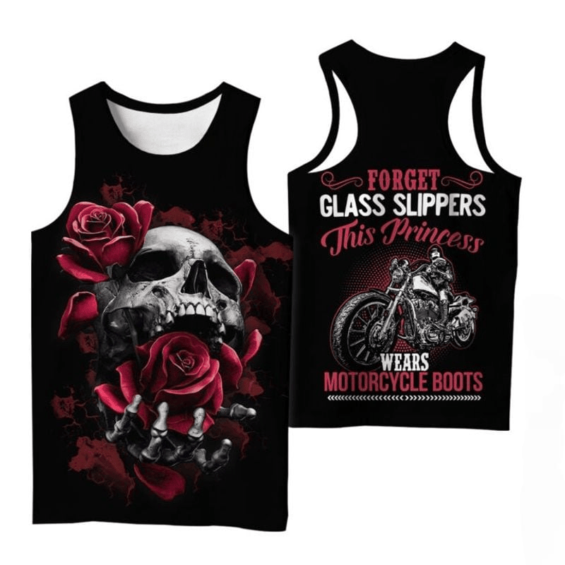 Bikergod Motorcycle This Princess Wears Motorcycle Boots Tank Top Design 3D Full Printed Sizes S - 5XL - NALA172L
