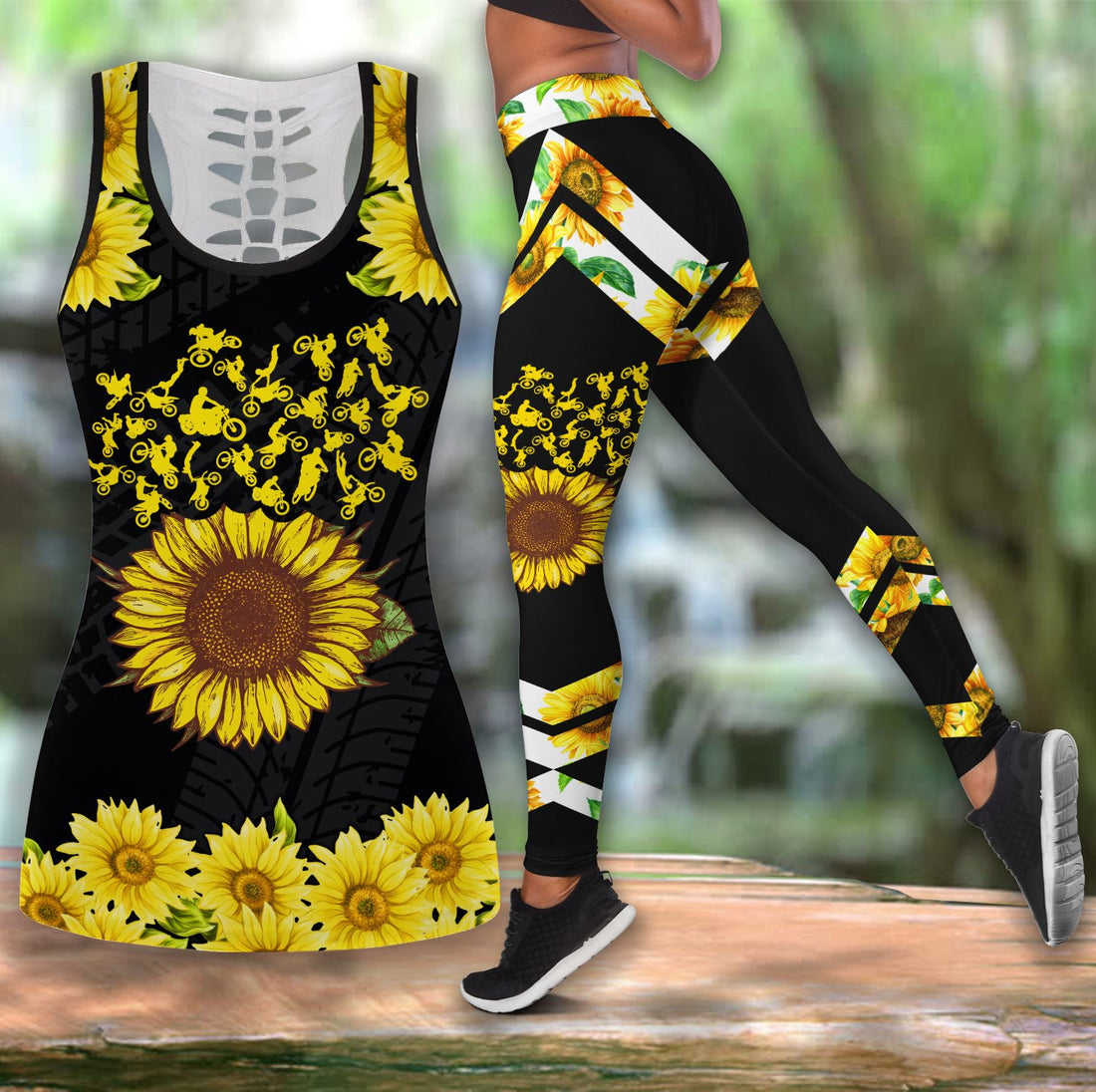 Bikergod Motorcycle Sunflower TANK TOP, LEGGINGS UNISEX SIZE 3D ALL OVER PRINTED - NMAR166