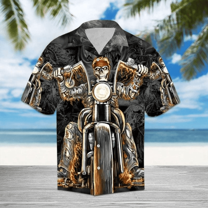 Bikergod Motorcycle SKULL BIKER Hawaii Shirt Design 3D Full Printed Sizes S - 5XL NASA50