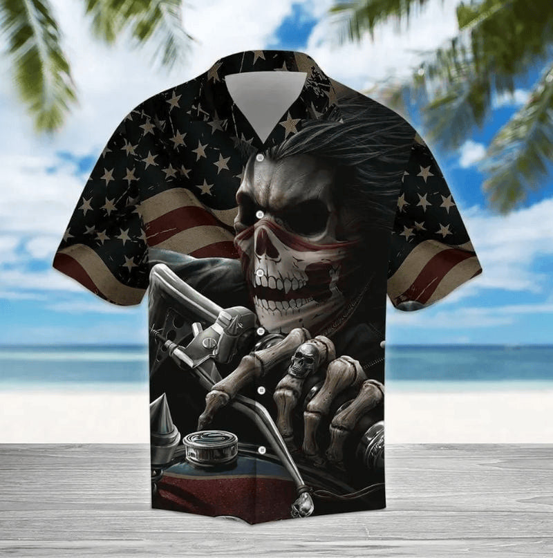 Bikergod Motorcycle Fastest Motorcycle Head Bone 4th Of July Hawaii Shirt Design 3D Full Printed Sizes S - 5XL NAIA343