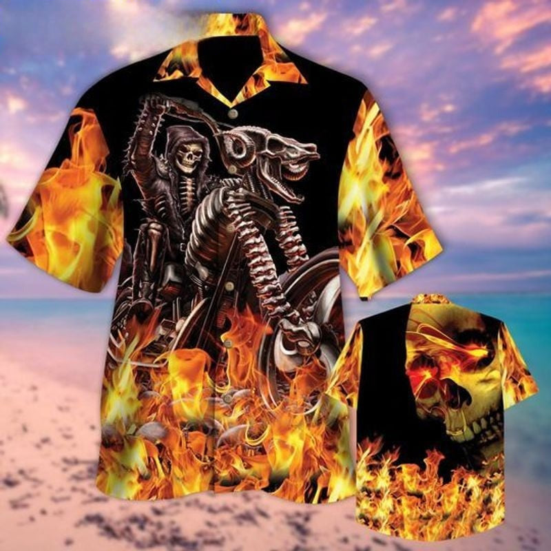 Bikergod Motorcycle SKULL BIKER Hawaii Shirt Design 3D Full Printed Sizes S - 5XL NASA64