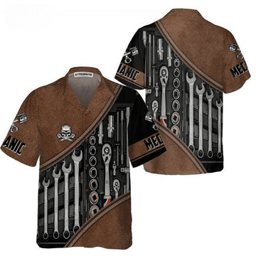 Bikergod Motorcycle Mechanic Skull Tools Set COTTON Hawaii Shirt Design 3D Full Printed Sizes S - 5XL NAQA296